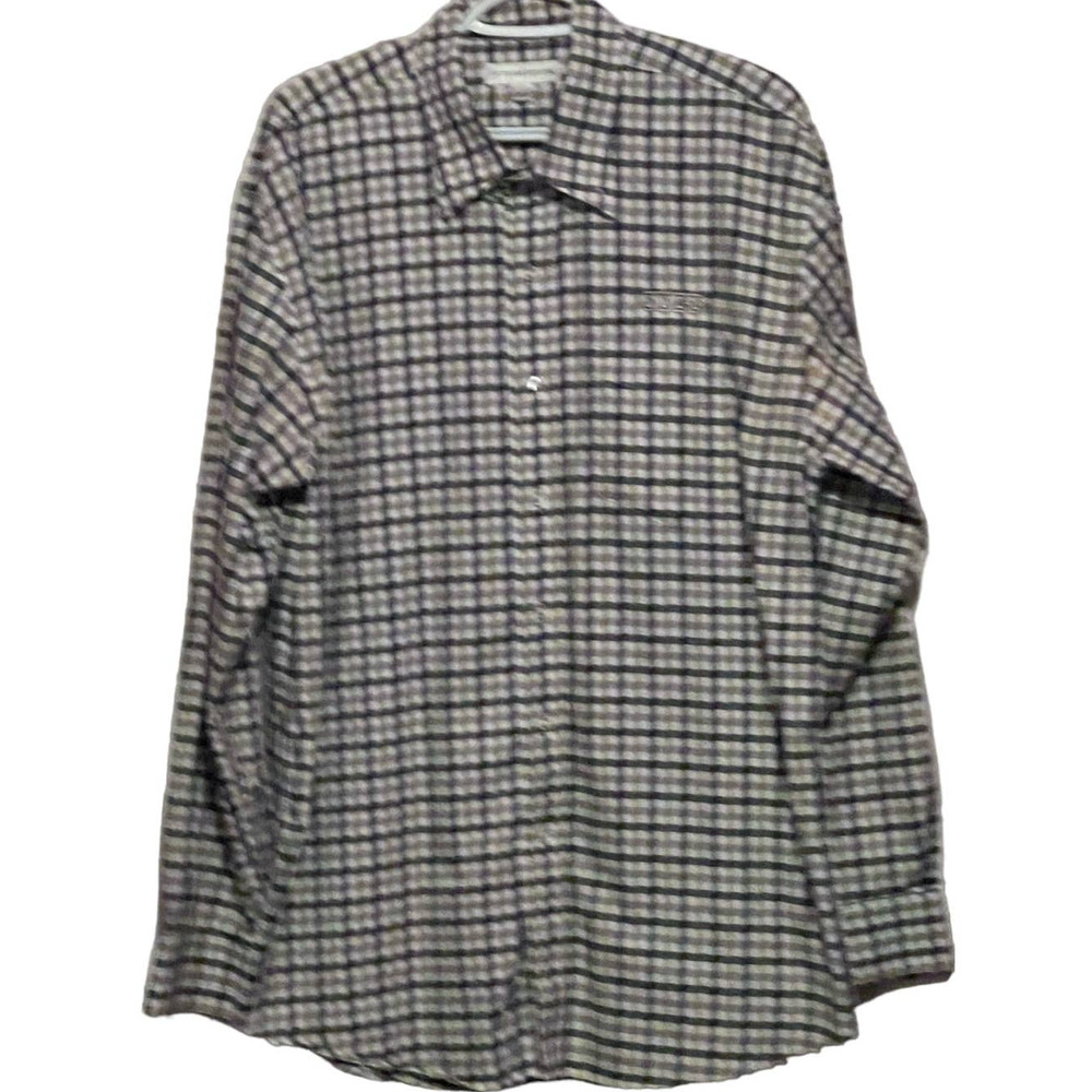 Cutter & Buck Men's Gingham Green Gray White Long Sleeve Button Down Size XL